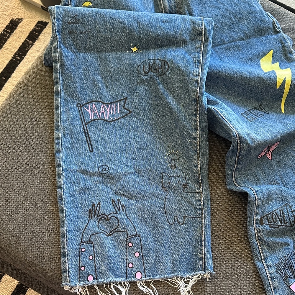 Wild Fable High Rise Wide Leg Ankle Blue Denim Jeans - Picture 6 of 12